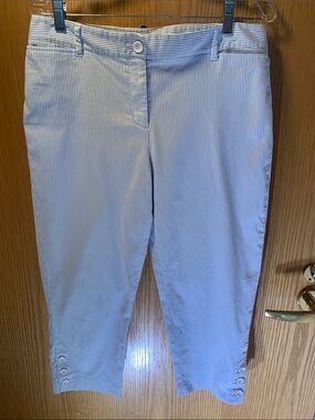 Talbots “Perfect Crop” Light Blue and White Pinstripe Crop Pants- Size 10P